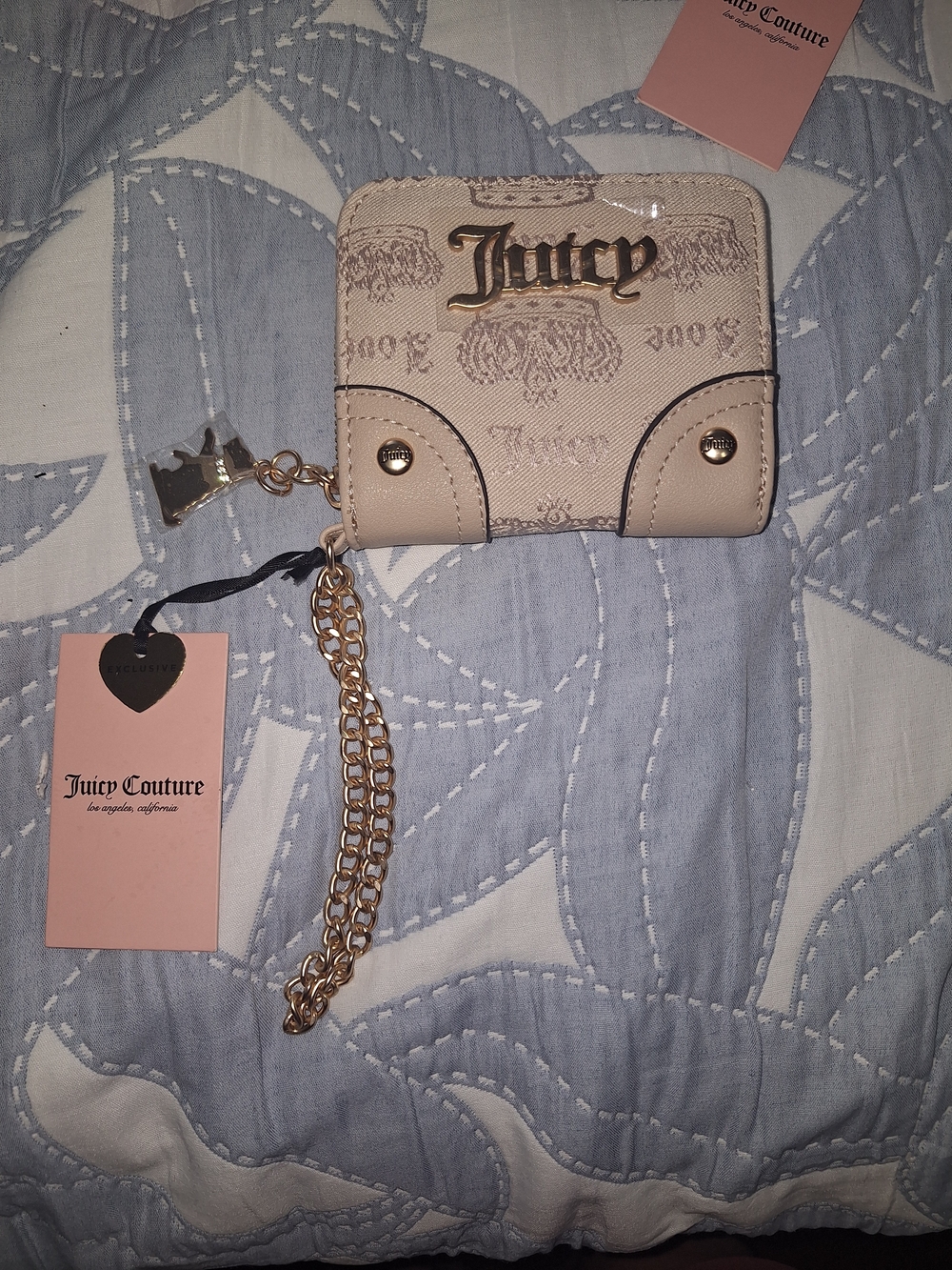 EXCLUSIVE Juicy Couture Beige Logo Mini Wallet with Chain